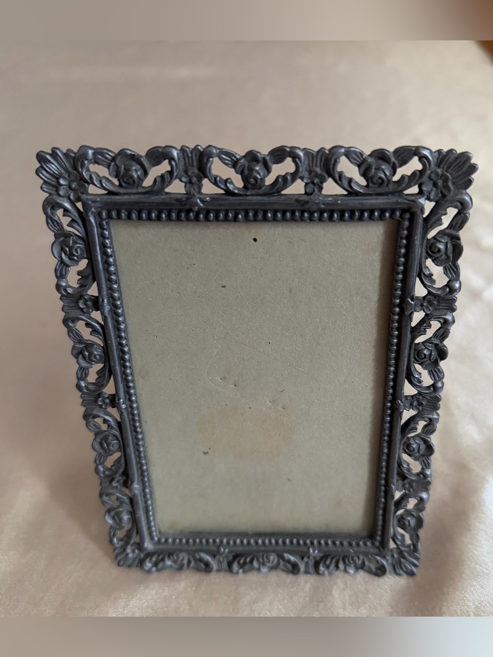 Papel Freelance Vintage Ornate Filigree Pewter Tone Metal Picture Frame L89352